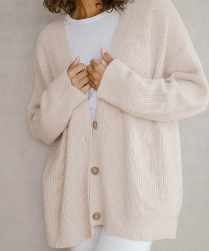 Women's Knitted Cardigan Elegant V-Neck Buttons