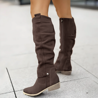 Stylish Knee-High Boots Suede Look
