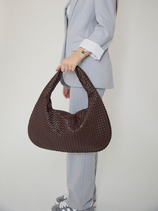 Stilvolle Damenhandtasche Geflochten Braun - IdealeKleiden