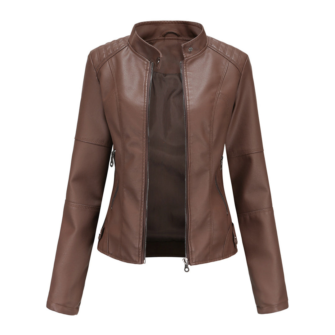 Stylish Women's Leather Jacket Vintage Look