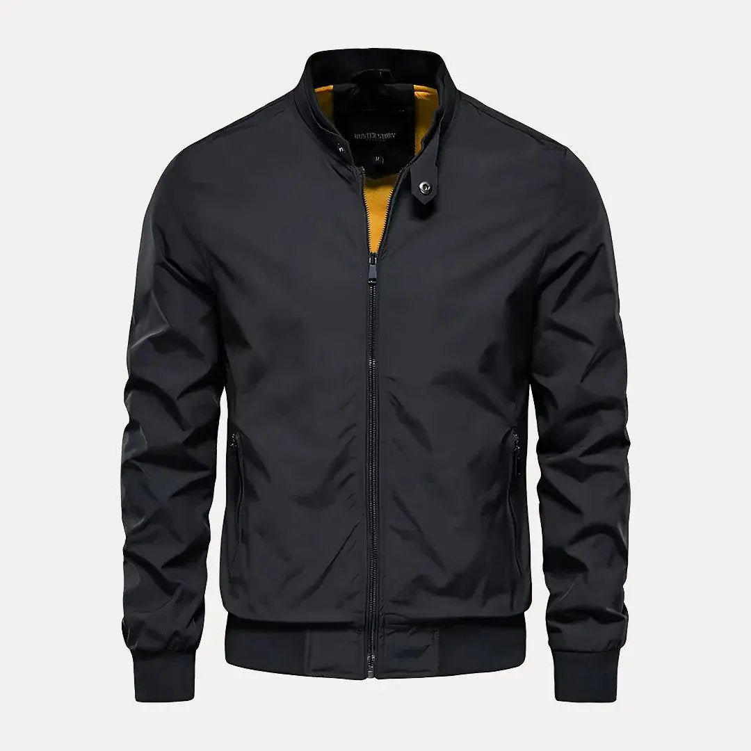 Fashionable bomber jacket with stand-up collar