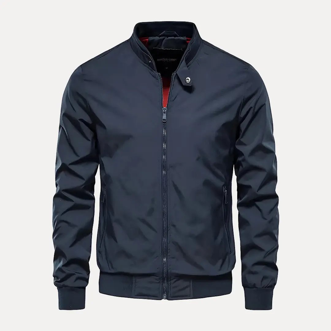 Fashionable bomber jacket with stand-up collar