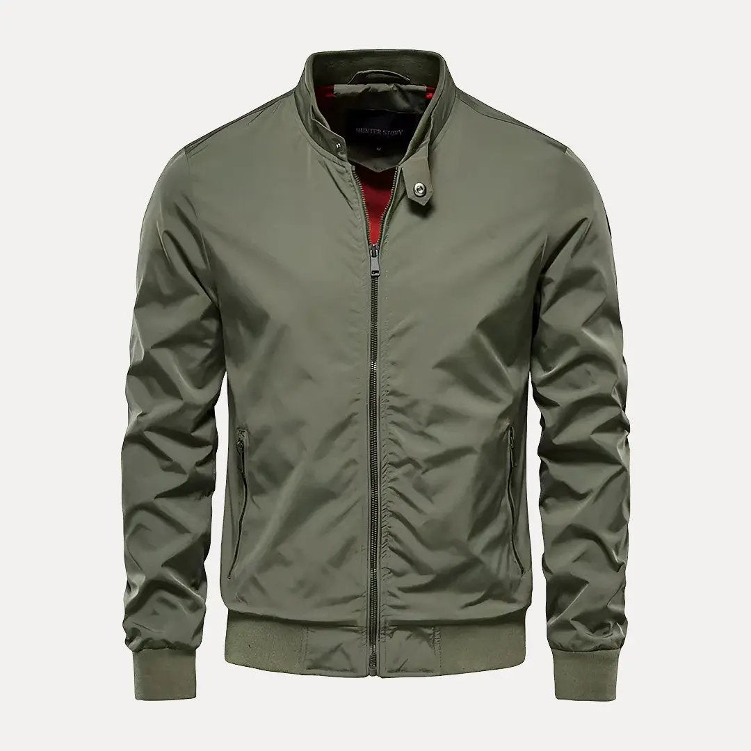 Fashionable bomber jacket with stand-up collar