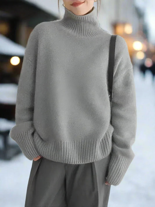 Große Strickpullover Oversized Bequem Langarm - IdealeKleiden