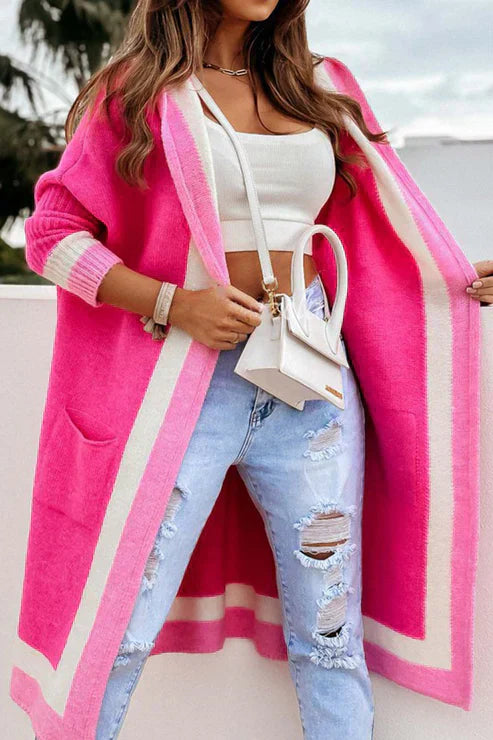 Long Cardigan Open Front Soft Knit Ribbed Cuffs with Pockets → Women's Cardigan Long Soft With Pockets
