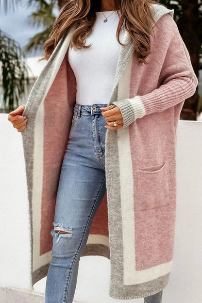Long Cardigan for Women with Hood, Open Front