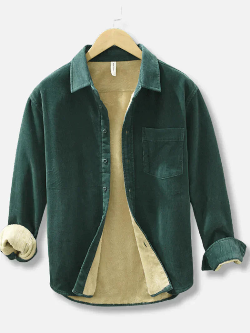 Herren Cordhemd Warm Fleece Overshirt - IdealeKleiden