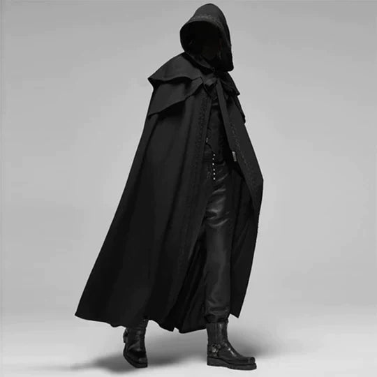 Gothic Kapuzenmantel Schwarz Elegance - IdealeKleiden
