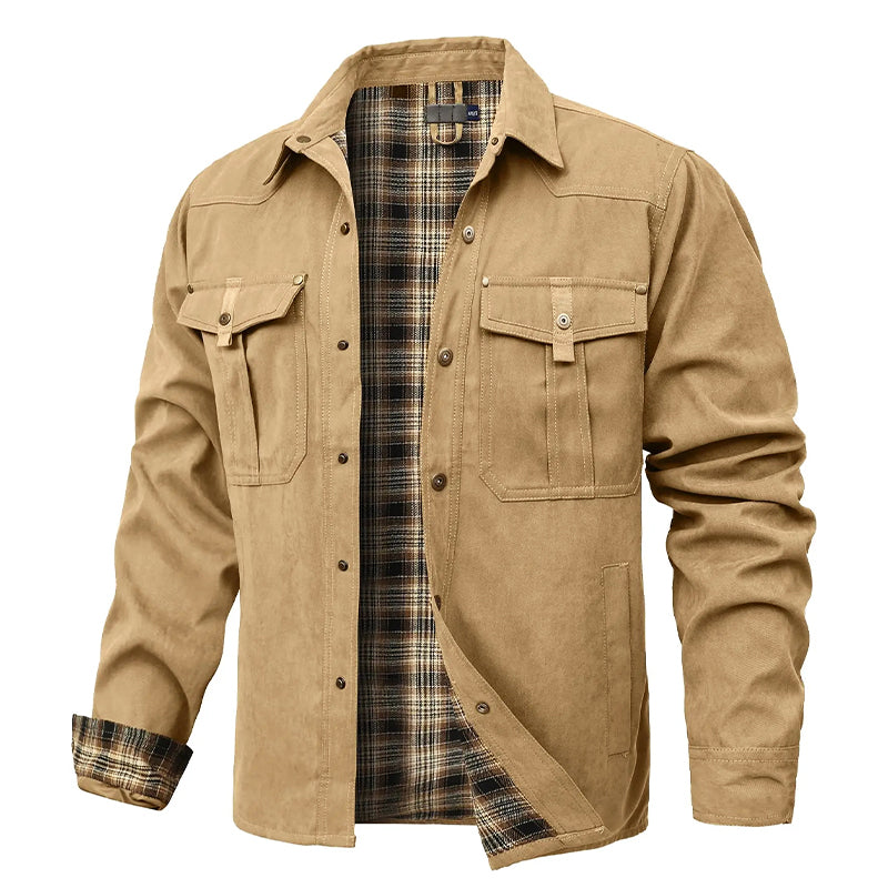 Herren Flanell Hemdjacke Warm Gefüttert