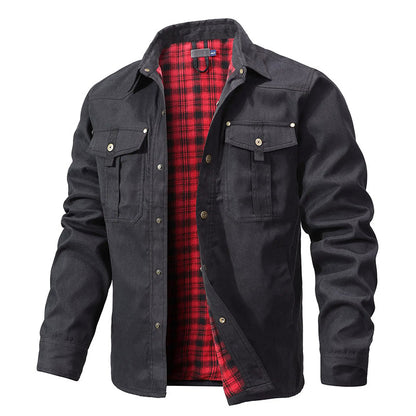 Herren Flanell Hemdjacke Warm Gefüttert