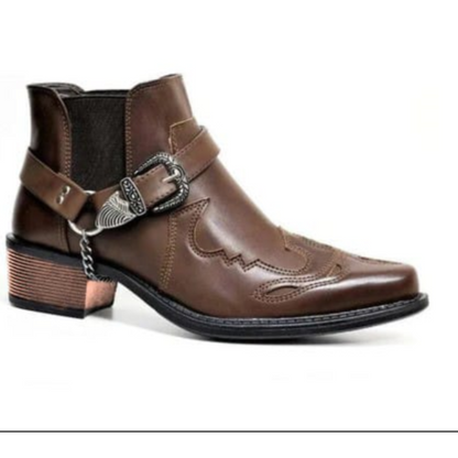 Men's Western Boots Pointed Toe Leather Shoe