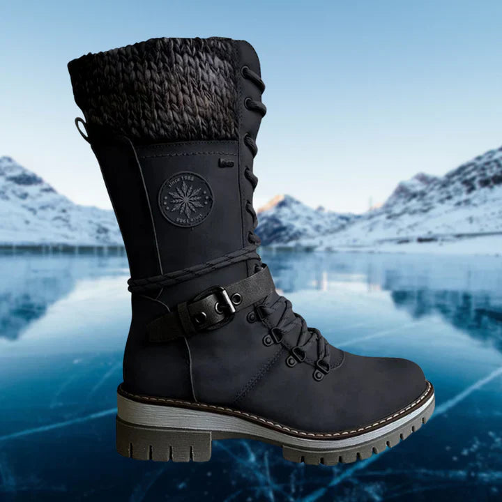 Damen Winterstiefel Leder Schwarz Elegance