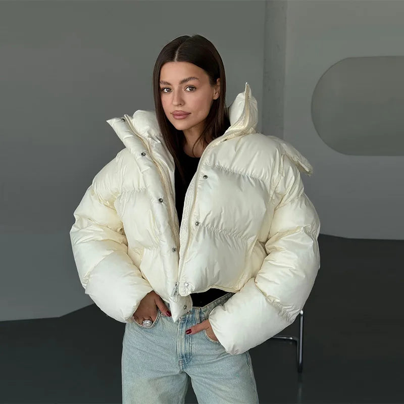 Women's Short Hooded Puffer Jacket Winter