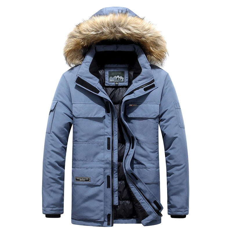 Men's Winter Coat Luxury Fur Details