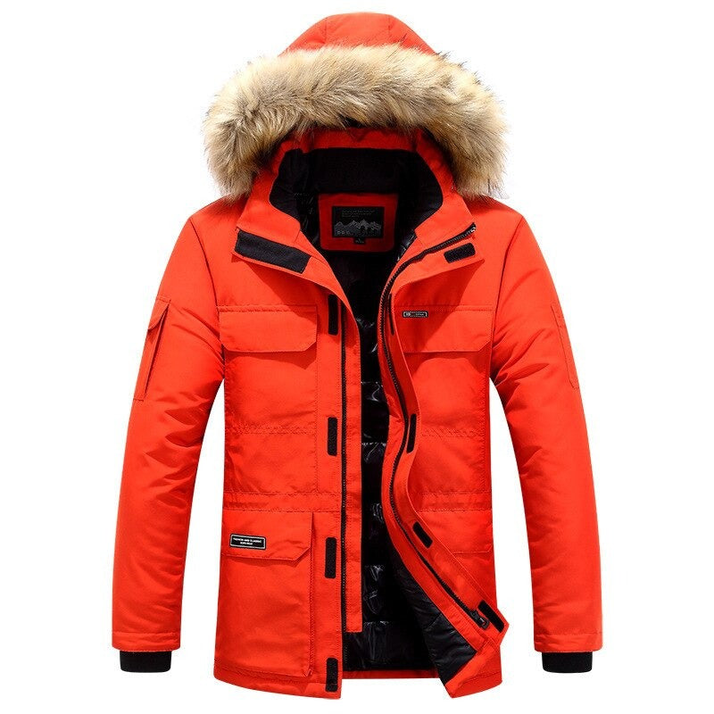 Men's Winter Coat Luxury Fur Details