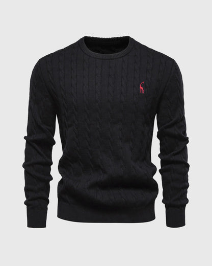 Stylish Clothing | Cable Knit Regular Fit Ribbed Cuffs Logo Detail