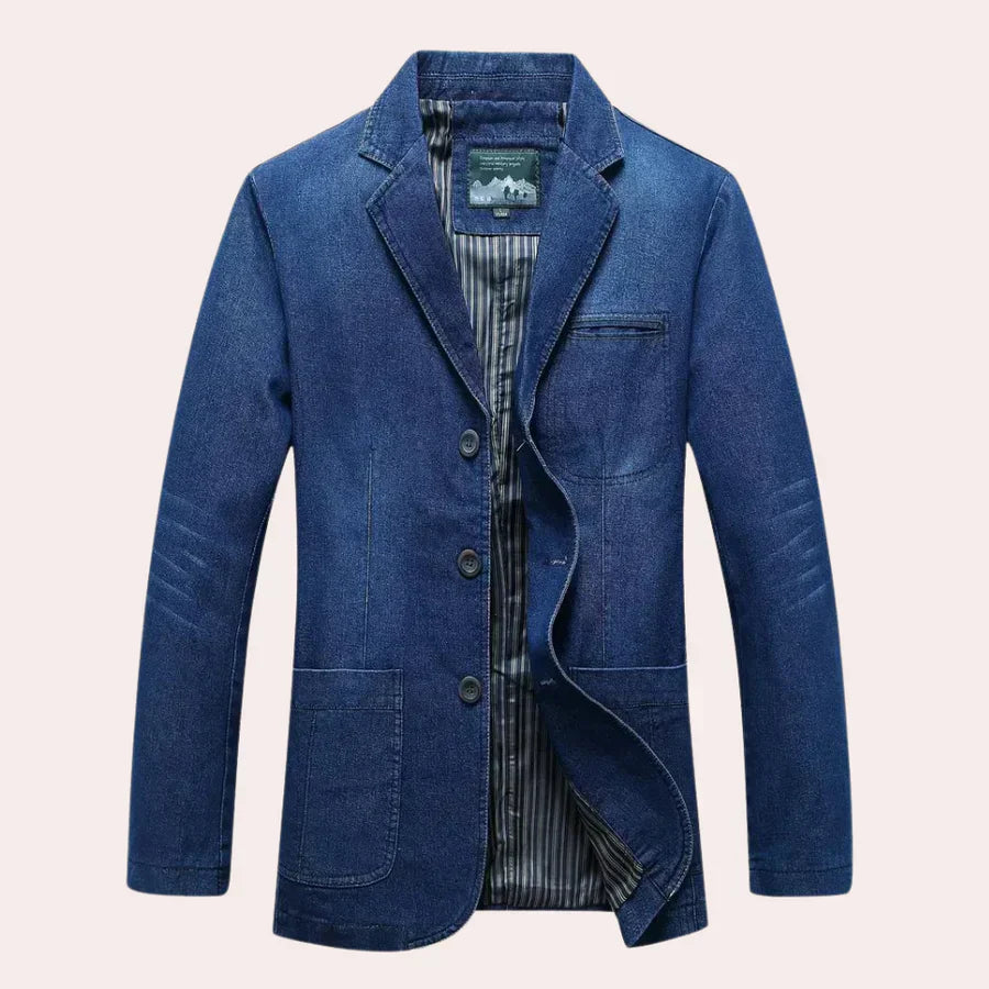 Elegant Men's Denim Blazer Modern Style