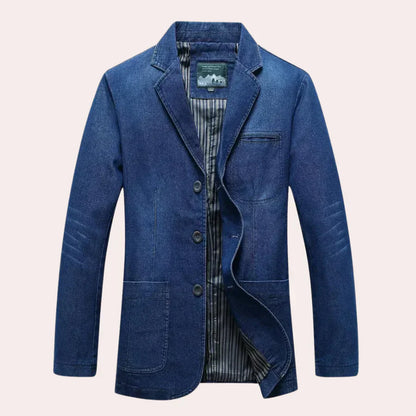 Elegant Men's Denim Blazer Modern Style