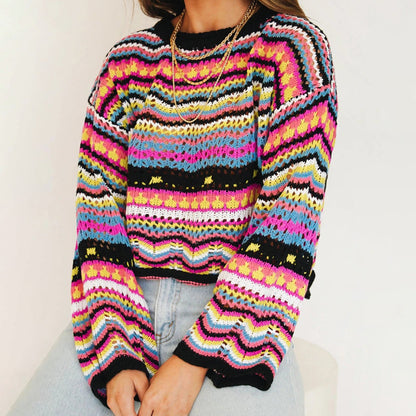 Stylish Knit Sweater Striped Pattern Elegant Design