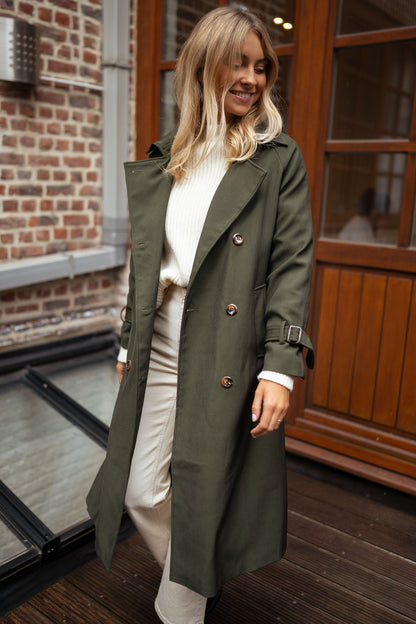 Women's Double-Breasted Long Coat Elegance