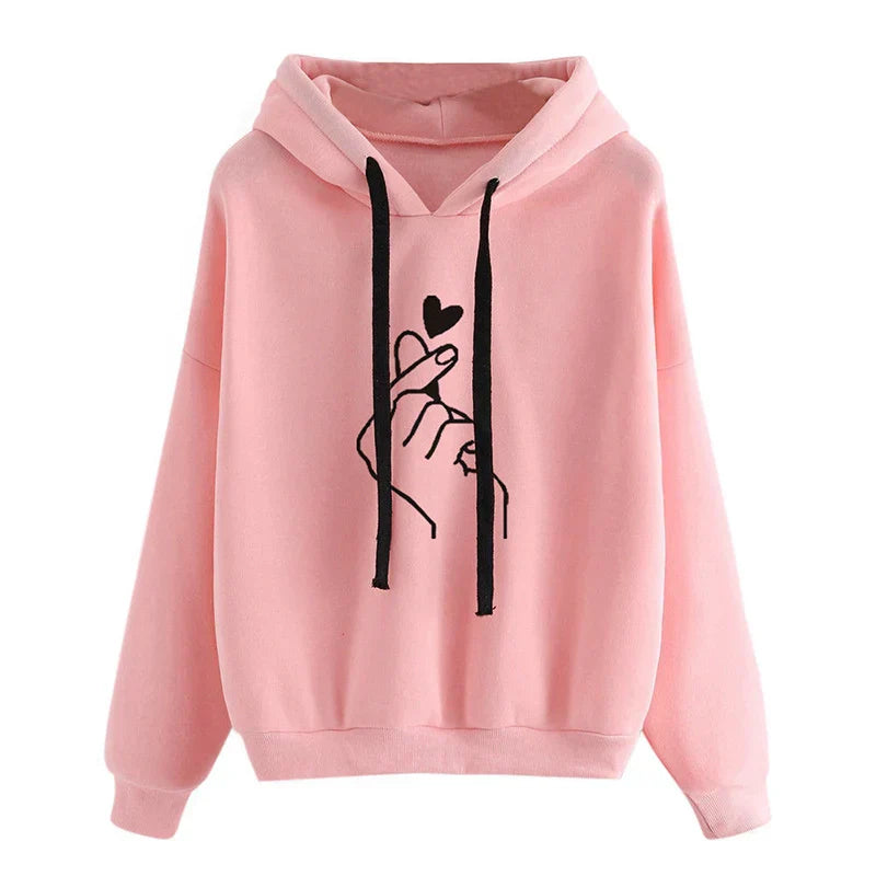 Kuschel Hoodie Fleece Fingerherz Design