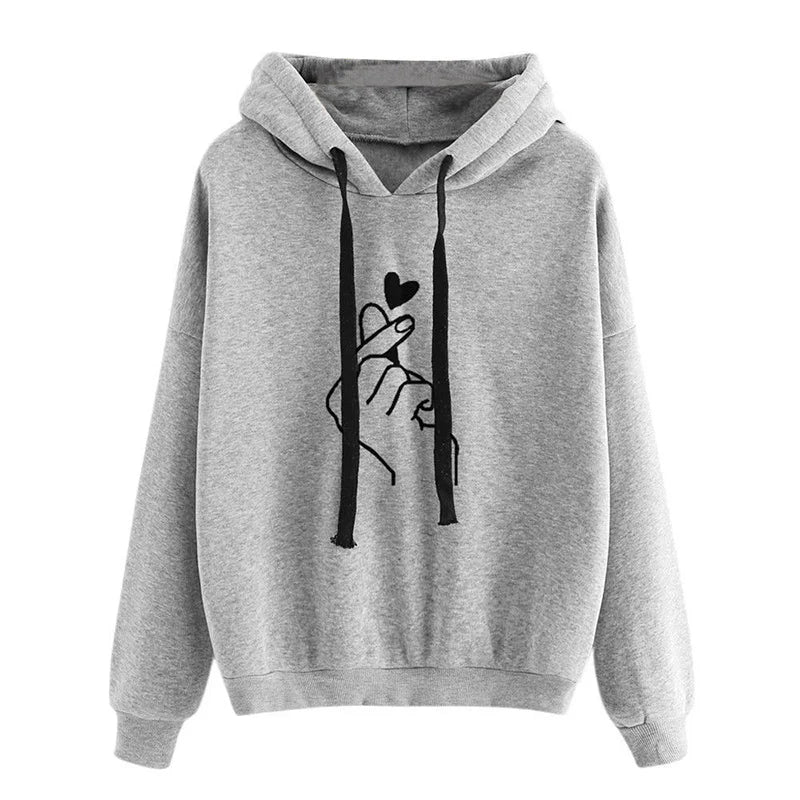 Kuschel Hoodie Fleece Fingerherz Design