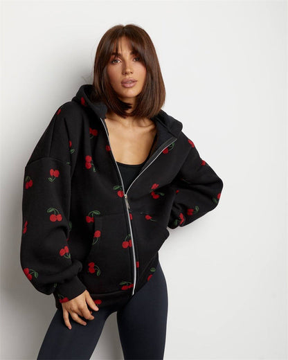 Women's Hoodie Cherry Pattern Trendy