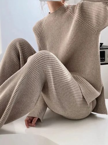 Soft Knit Cardigan and Pullover Set for Women