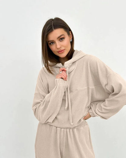 Hooded Two-Piece Long-Sleeved Outfit