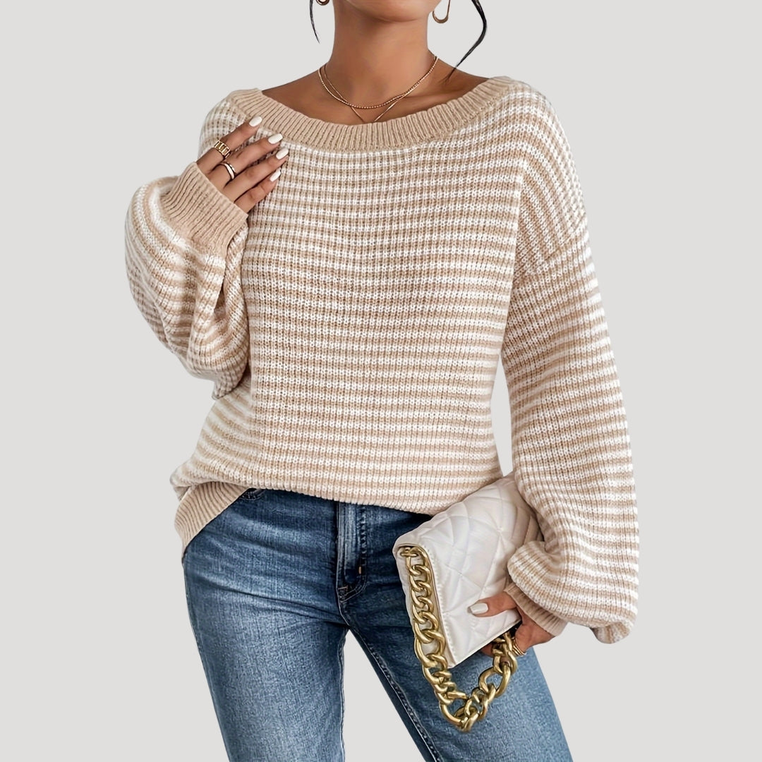 Women's Striped Long-Sleeve Sweater