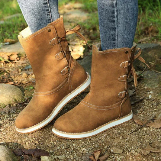 Stylische Stiefel Damen Knöchellang Wildleder - IdealeKleiden