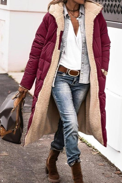 Reversible Women's Winter Jacket with Hood Warm