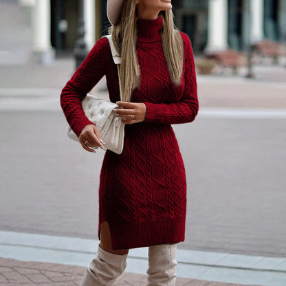 Elegant Knitted Dress for Women Autumn Winter