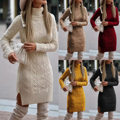 Elegant Knitted Dress for Women Autumn Winter