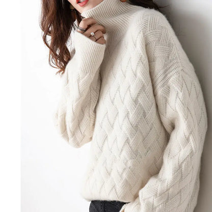 Damen Wollpullover Herbstlich Hochgeschlossen - IdealeKleiden
