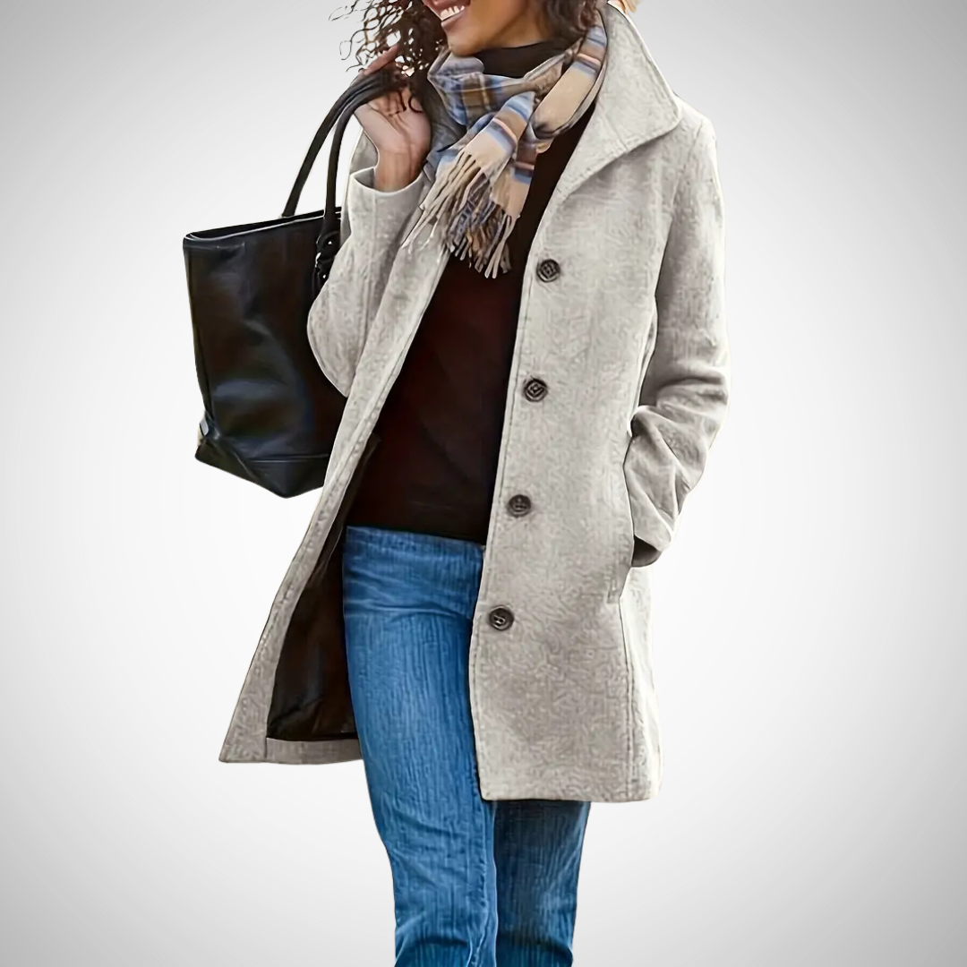 Women's Winter Jacket Fitted Button Placket Modern