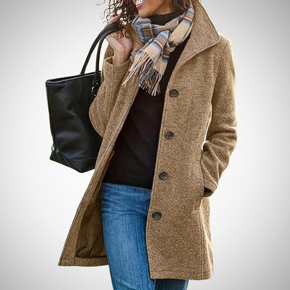 Women's Winter Jacket Fitted Button Placket Modern