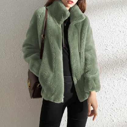 Women's Warm Fleece Jacket with Modern Collar