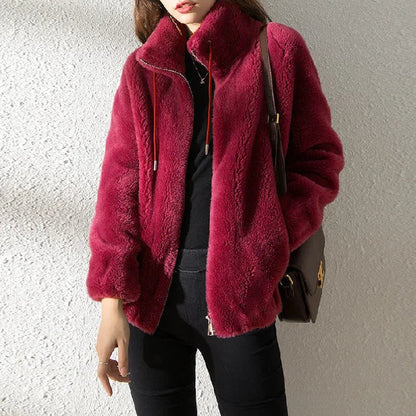 Women's Warm Fleece Jacket with Modern Collar