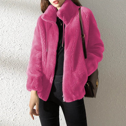 Women's Warm Fleece Jacket with Modern Collar