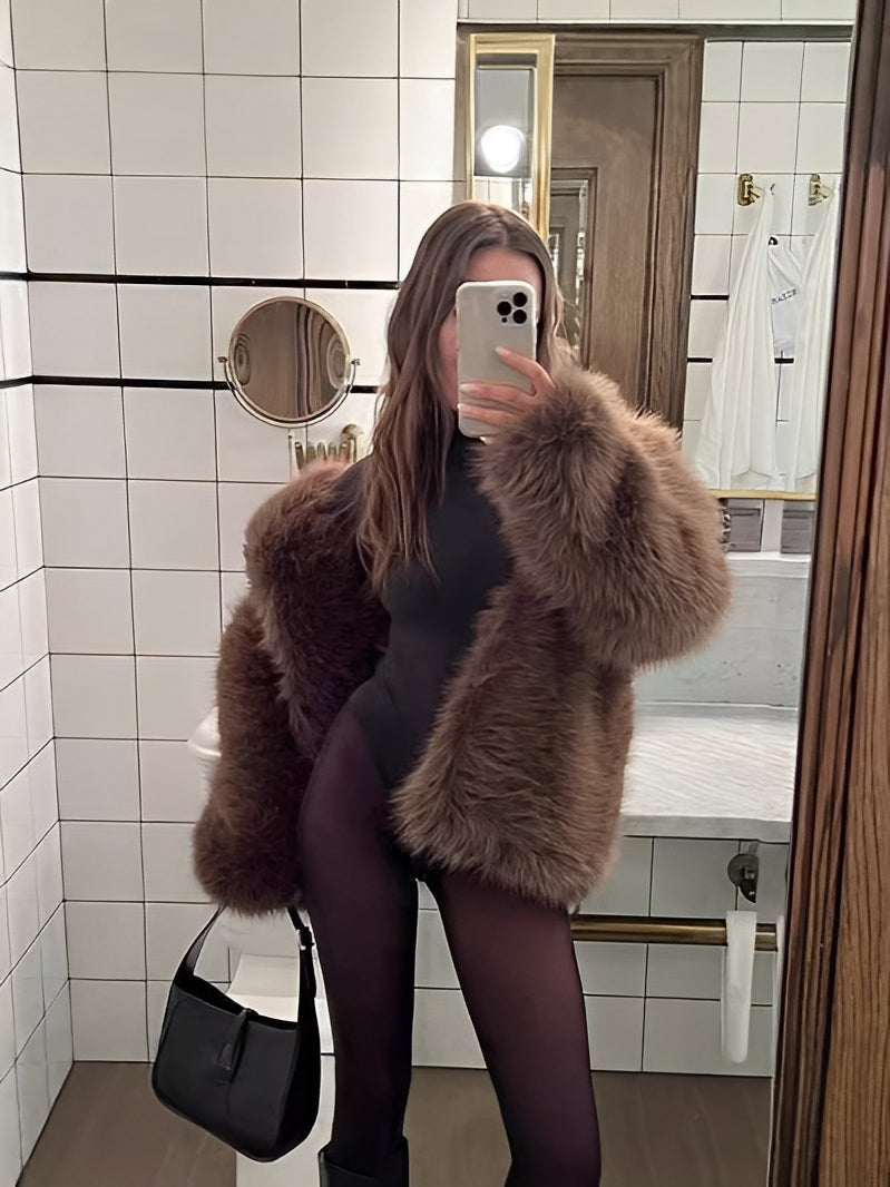 Women's Short Jacket Soft Faux Fur Loose Fit