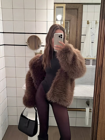 Women's Short Jacket Soft Faux Fur Loose Fit