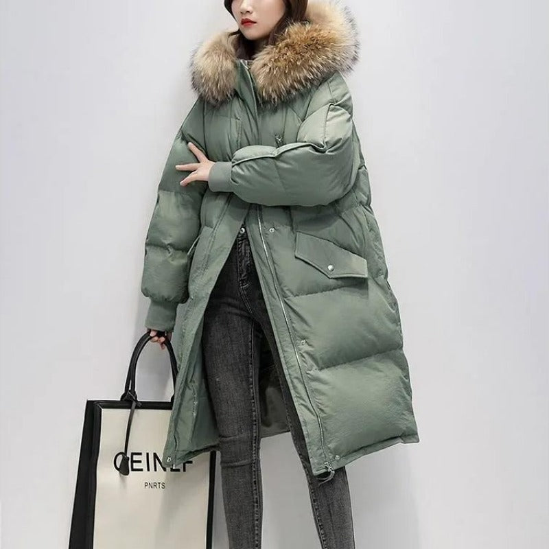 Women's Long Quilted Puffer Jacket with Hood