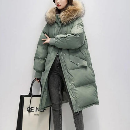 Women's Long Quilted Puffer Jacket with Hood