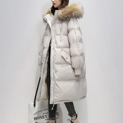 Women's Long Quilted Puffer Jacket with Hood