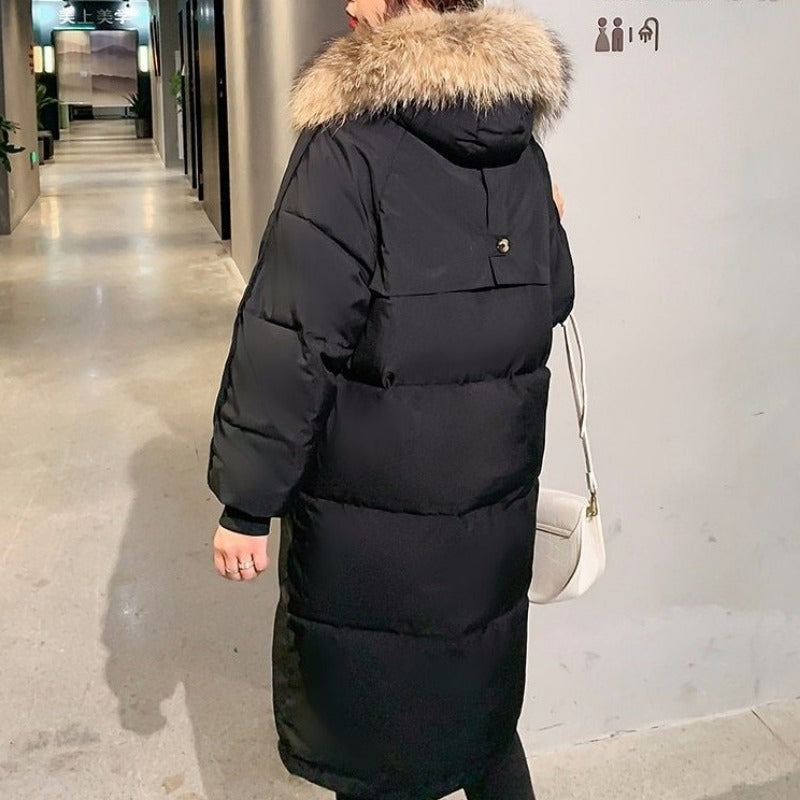 Women's Long Quilted Puffer Jacket with Hood