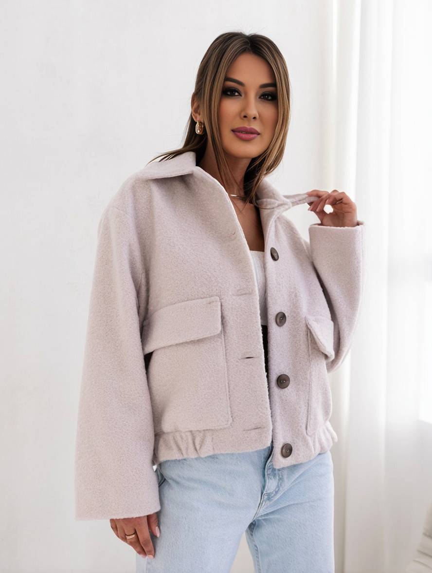 Women's Wool Jacket Comfortable Button Closure