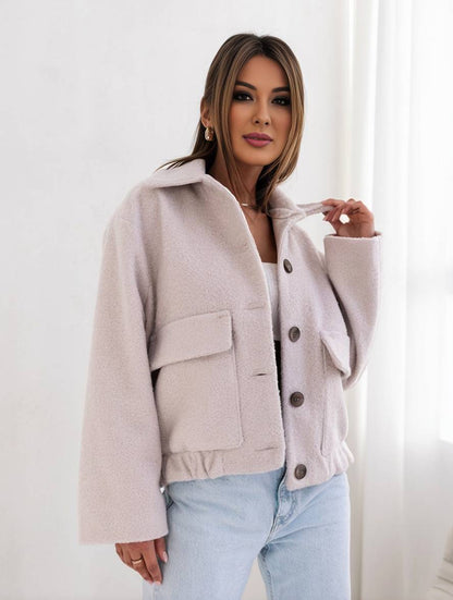 Women's Wool Jacket Comfortable Button Closure