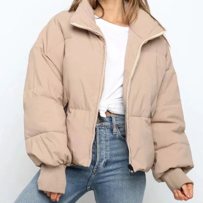 Women's Puffer Jacket Warm Stand-up Collar Zipper