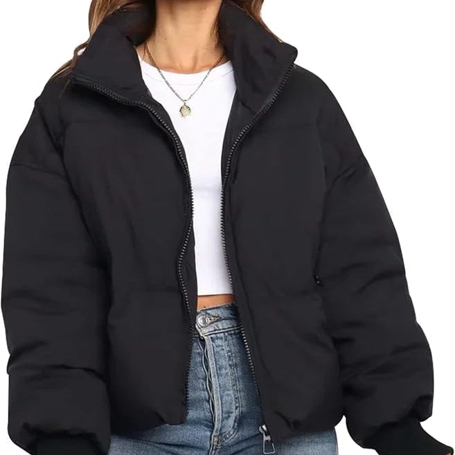 Women's Puffer Jacket Warm Stand-up Collar Zipper